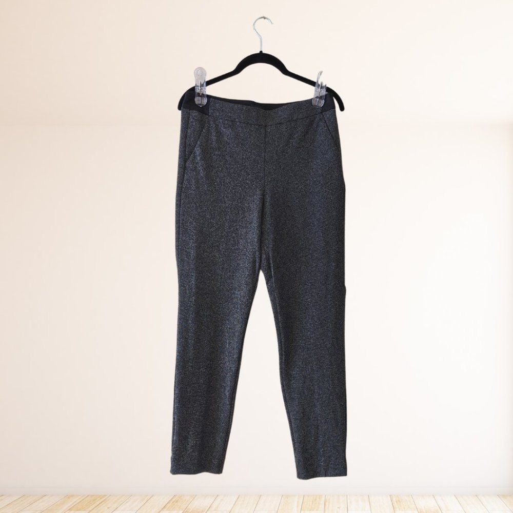 WHBM Comfort Stretch Slim Ankle Pants black/white textured Size 6 NWOT